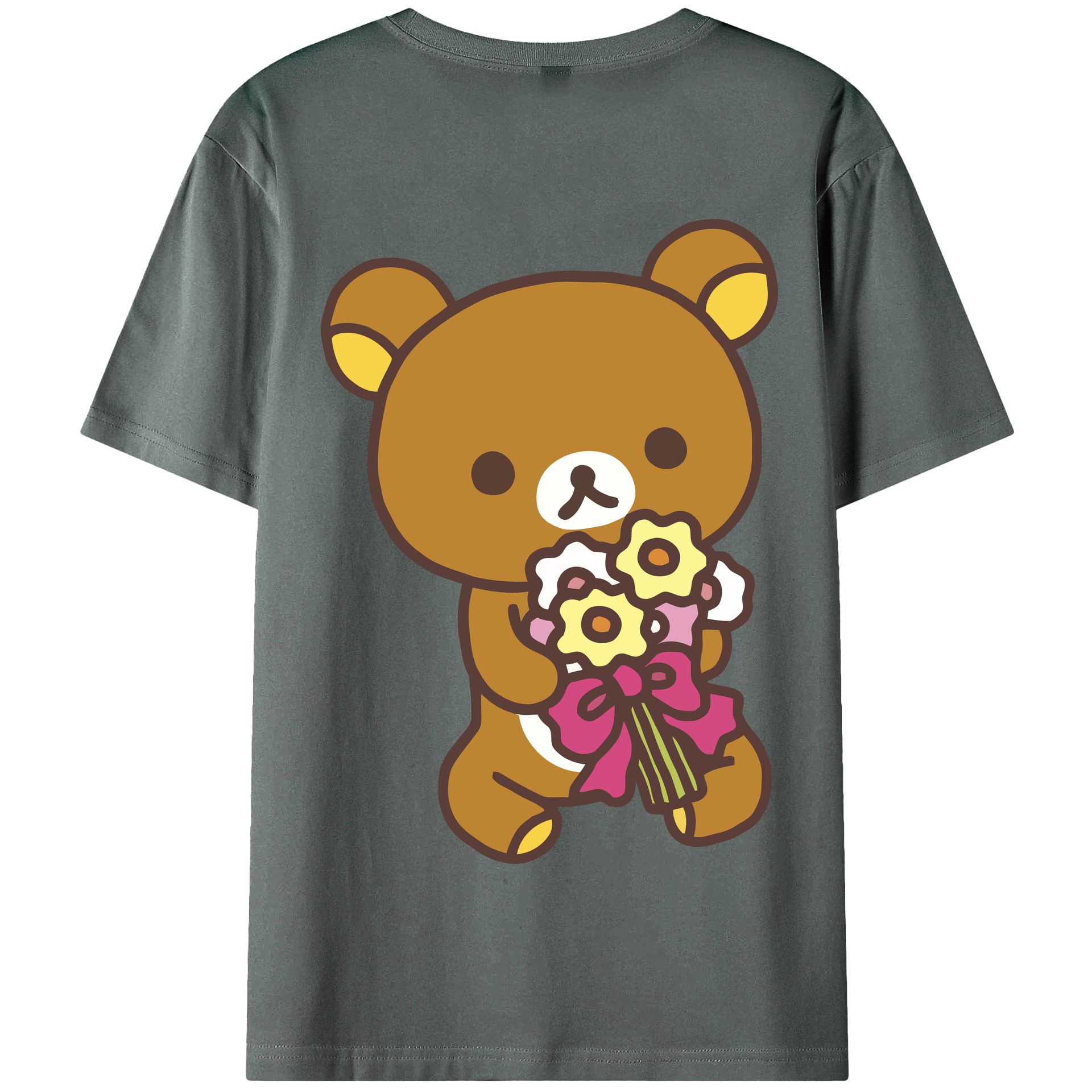 （画像用） リラックマ リラックマ キイロイトリ Rilakkuma Korilakkuma Kiiroitori 綿100％半袖Tシャツ（背面プリント）